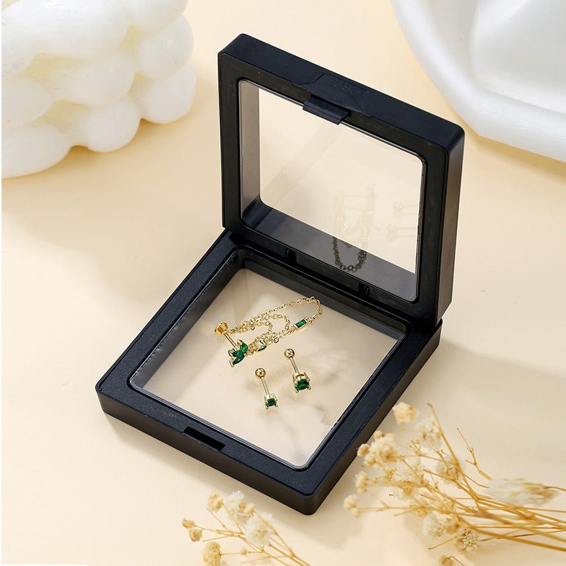 Earring Studs With Emerald Zircon A Niche, High-End Earring Set With A Luxe Vibe