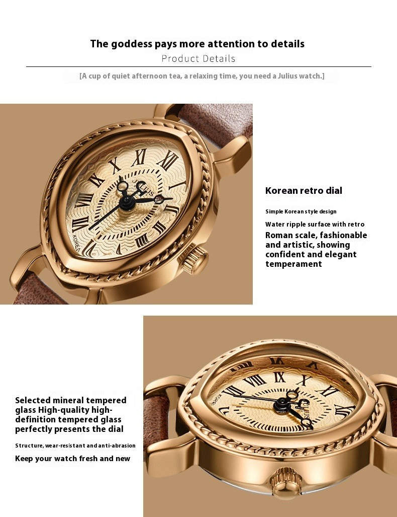 Oval Belt Quartz Movement Waterproof Compact Fashion Watch